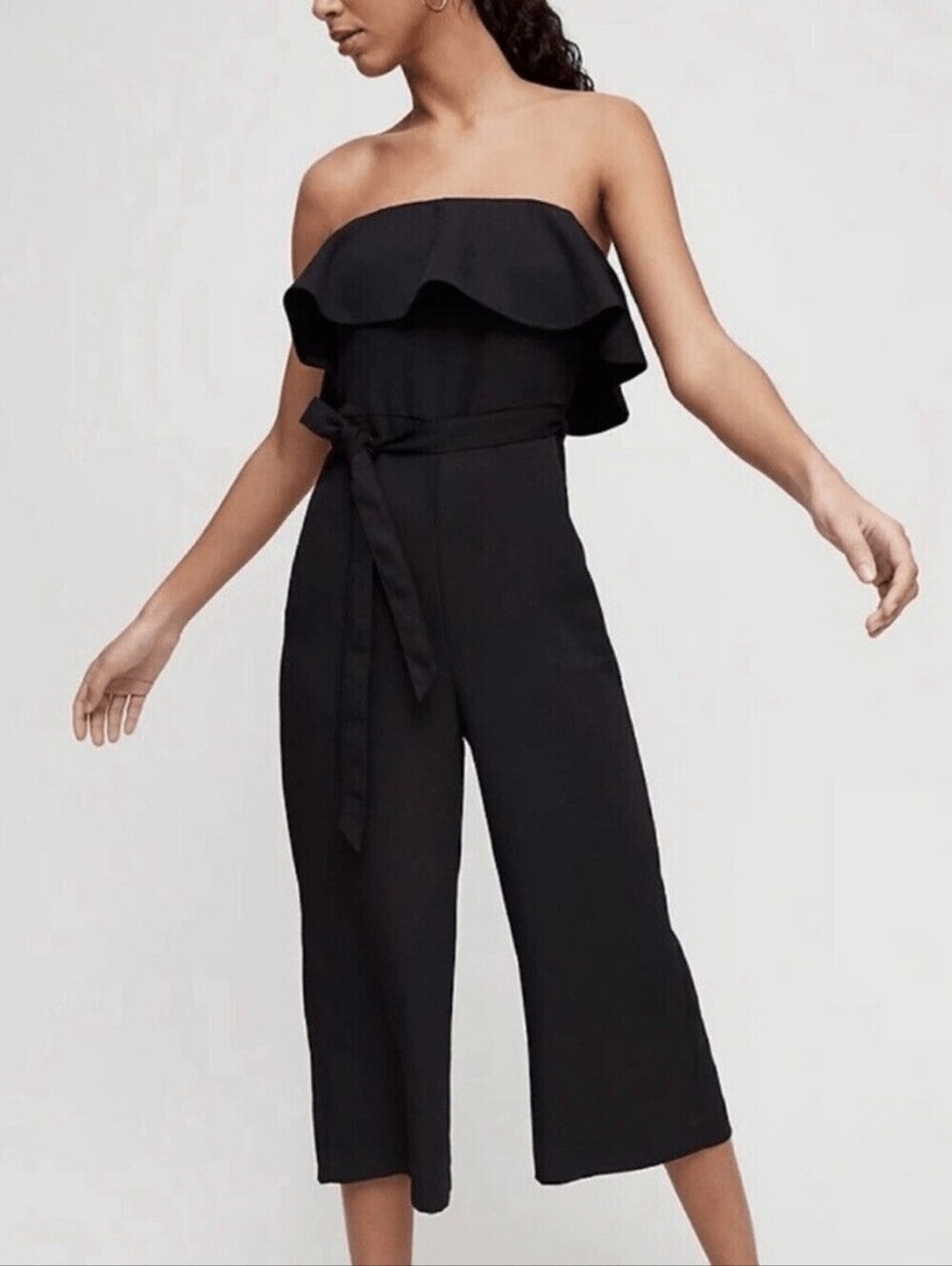 ARITZIA BABATON Flutter Jumpsuit Black Color Size 0 Sleeveless Strapless